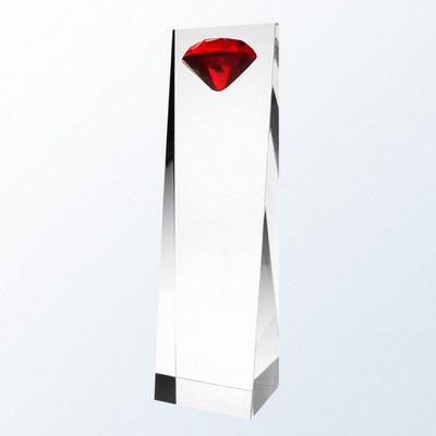 Red Diamond Tower Crystal Award, 10"H