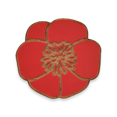 Red Poppy Wood Pin