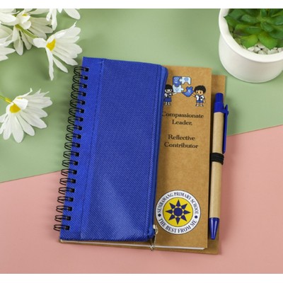 Kraft Spiral Notebook w/Pen and Pencil Case