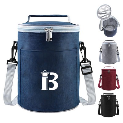 Cooler Lunch Insulation Cylindrical Bucket Bag