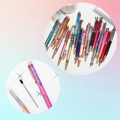 Fancy Twist Action Metal Floating Glitter Dynamic Liquid Sand Ballpoint Pen