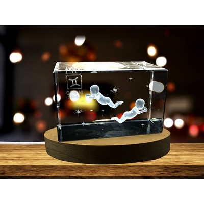 Gemini Zodiac Sign 3D Engraved Crystal Keepsake Gift