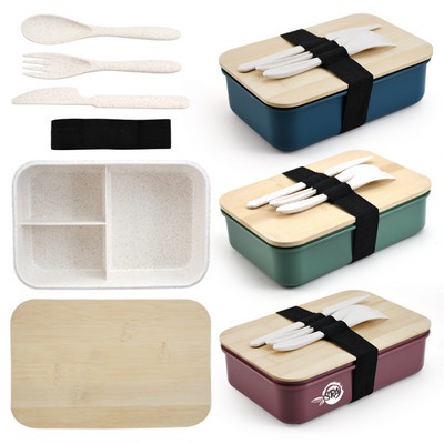 Bamboo Lid Lunch Box with Cutlery