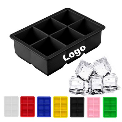 Six Giant Silicone Square Ice Cube Tray