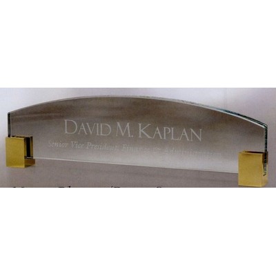 Jade Glass Name Plate w/ Brass Corners