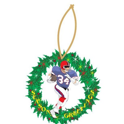 Football Player Promotional Wreath Ornament w/ Black Back (10 Square Inch)