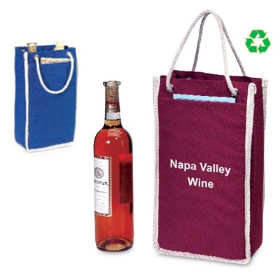 12oz Premium Canvas Wine Tote (Two Bottles)