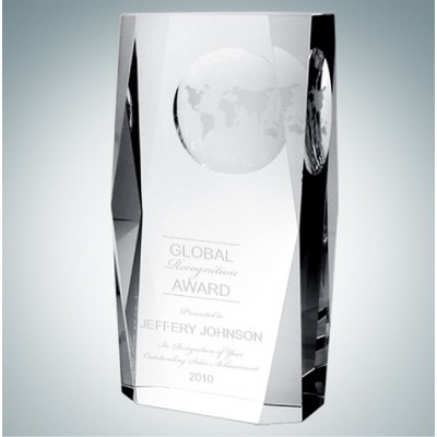 Beveled Globe Column Optical Crystal Award (Small)