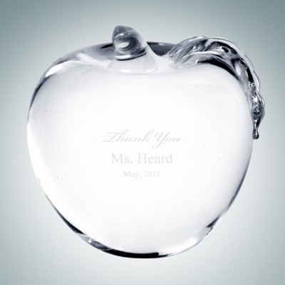 Molten Glass Apple Award w/Clear Leaf