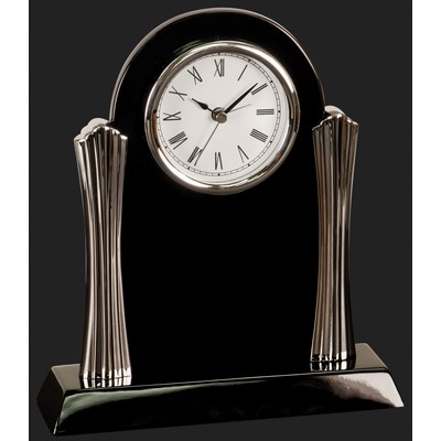 Stay On Time-Columns Black Piano Finish Desk Clock Award