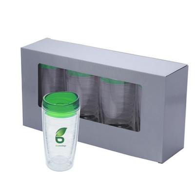 16 Oz. Quattro Cielo Tumbler Gift Set (Full Color Imprint)