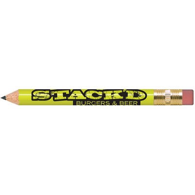 Neon Yellow Round Golf Pencils with Erasers