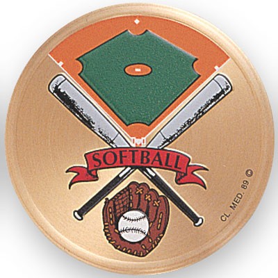 2" Softball Embossed Litho Printed Medallion Insert Disc