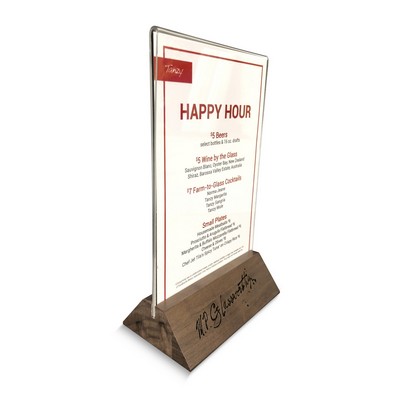 Solid Walnut Qr Code/Menu Holder With 4 X 6 Vertical U-Bend Acrylic Insert