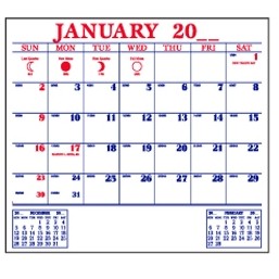 12 Sheet Stock Calendar Pad w/Small Bold Dates