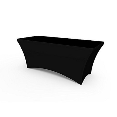 Black Fitted Stretch Table Cover - 8 Ft. - Blank