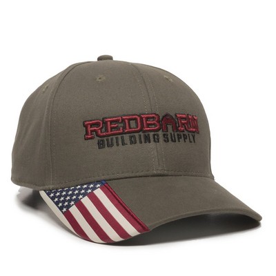 Brushed Twill Cap w/Flag Visor Insert