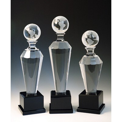 World Globe Optical Crystal Award/Trophy 12"H