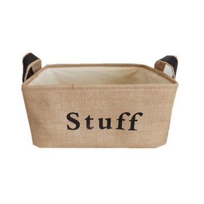 Collapsible Toy Organizer Basket Burlap Or Linen Or Jute Storage Bin Or Jute Storage Basket