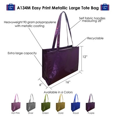 A134M Easy Print Metallic Large Tote Bag