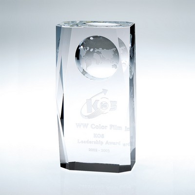 Beveled Globe Column Optic Crystal Award - X Large