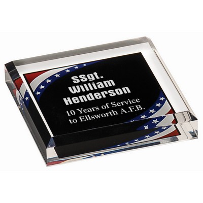 Stars & Stripes Marbleized Acrylic Paperweight (3 3/4" x 3 3/4")