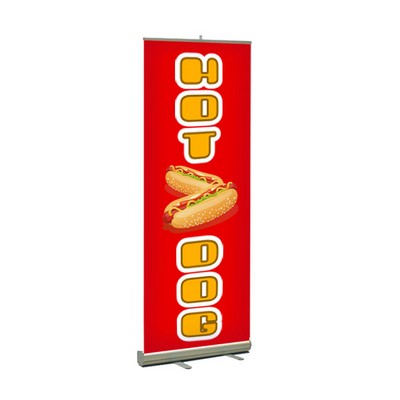 Hot Dog Pre Printed Premium Retractable Banner Red 33" x 80"