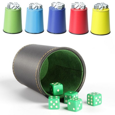 Leather Dice Cup with 5 Dices