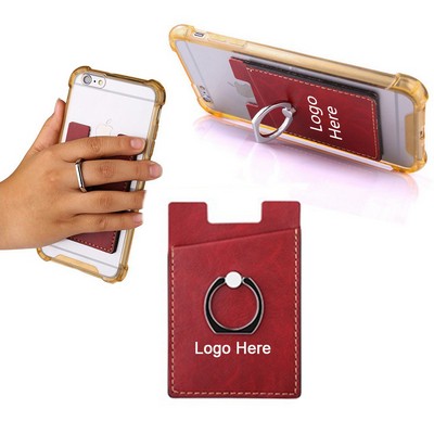 Smart Phone Wallet with Rotating Metallic Ring Stand