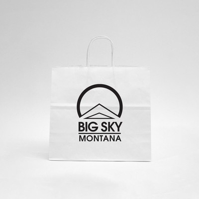 White Kraft Paper Shopping Bag (13"x7"x13")