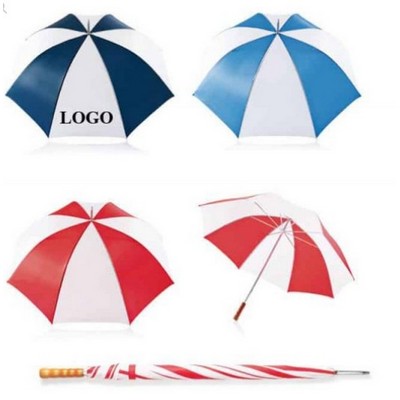 60" Golf Umbrella With Wooden Handle - Double Color Canopy