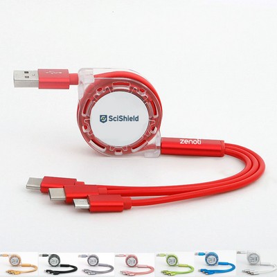 Portable 3-in-1 Retractable Multi Charging Cable