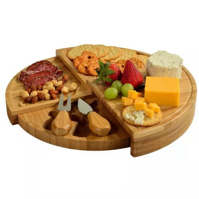 Bamboo Board For Appetizers With Cheese Tools