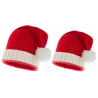 Winter Knitting Pompom Christmas Hat Set