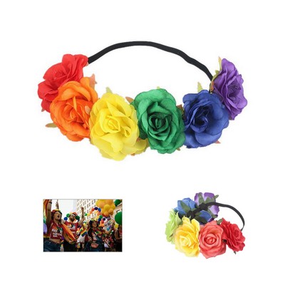 Rainbow Rose Floral Hair Band (direct import)