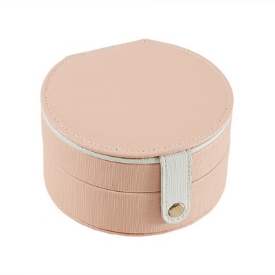 Round shape PU Jewelry Case with mirror