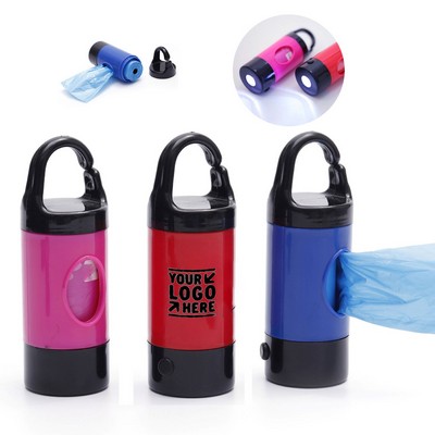 Dog Poop Bag Dispenser With Built-In LED Flashlight