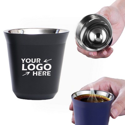 2.7 Oz. Double-Walled Stainless Steel Coffee Cup.