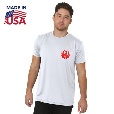 USA Made 100% Poly Crew Performance Tee Shirt