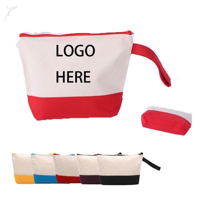 Cotton Canvas Two-Tone Cosmetic Bag