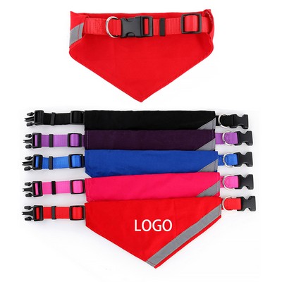 7 4/5" Pet Reflective Nylon Triangle Bandanna Collar Scarf W/Adjustable Plastic Buckle & Leash Ring