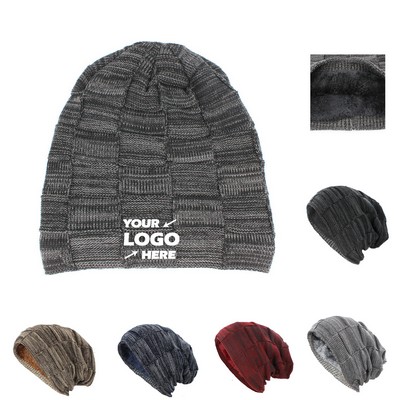 Winter Thick-Lined Pacthwork Knit Hat