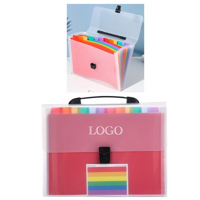 A4 Colorful 13 Pocket Accordion Expanding File Folder