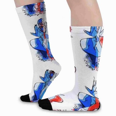 Full Color Dye Sublimated Crew Socks w/Black Toes