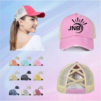 Women's Ponytail Mesh-Back Hat