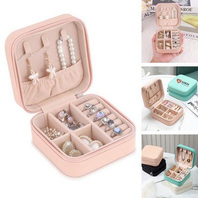 Pu Leather Small Jewelry Box Travel Portable Jewelry Case