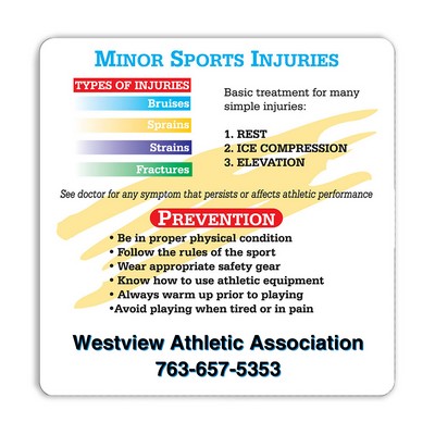 Health & Safety Laminated Minor Sports Injuries Magnet