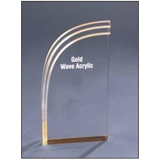 Gold Reflective Wave Design Acrylic Award - 4"x8"x1"