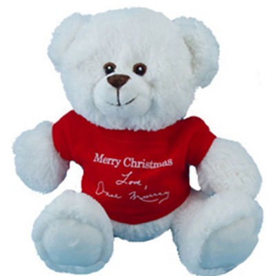 Madison White Bear Stuffed Animal w/Shirt (11")