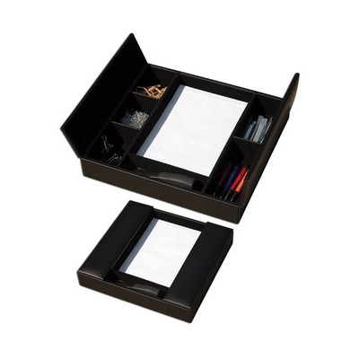 Top Grain Black Leather Classic Conference Room Organizer